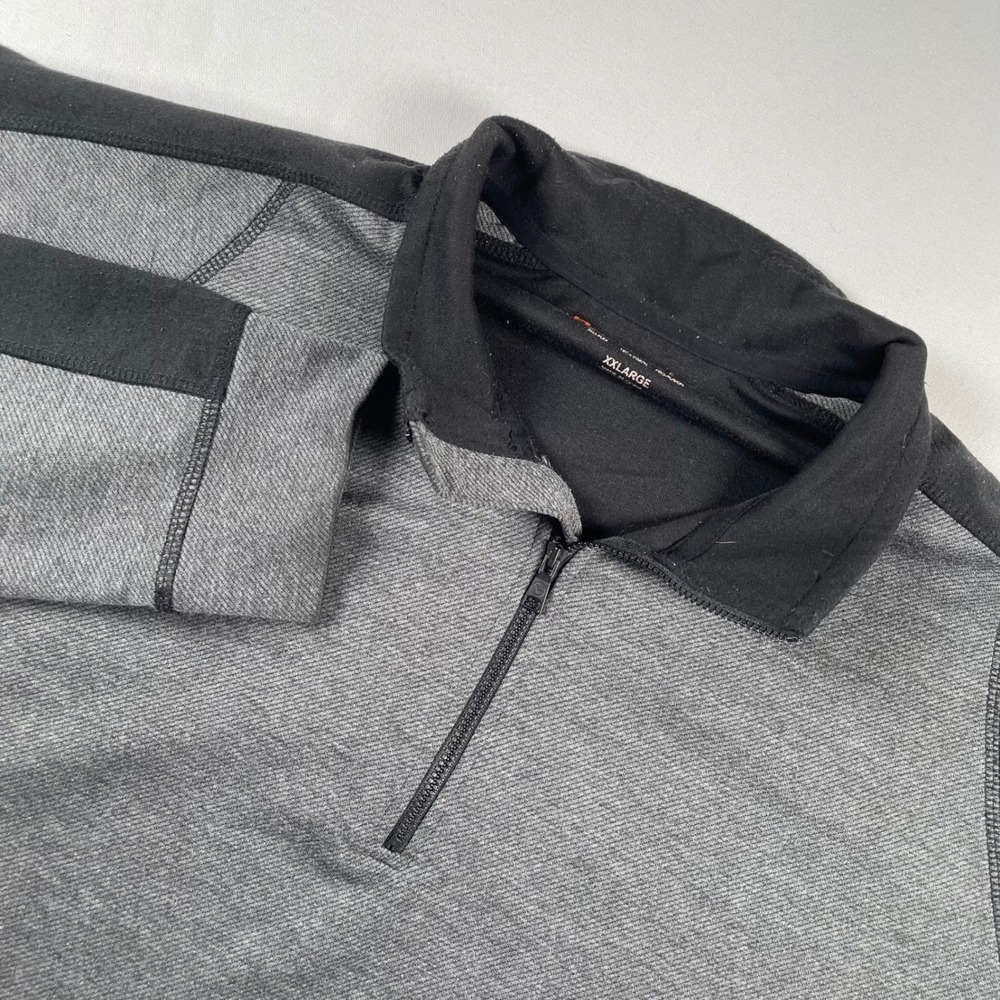 HAWKE & CO Mens XXLarge‎ Gray Black 1/4 Zip Pullover Sweater Athletic Fit